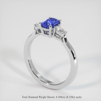 0.84 Ct. Blue Sapphire Ring, 14K White Gold 2