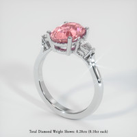 2.77 Ct. Padparadscha Sapphire Ring, 14K White Gold 2