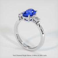 2.03 Ct. Blue Sapphire Ring, 14K White Gold 2
