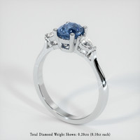 0.90 Ct. Sapphire Ring, 14K White Gold 2