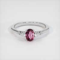 1.00 Ct. Reddish Pink Sapphire Ring, 14K White Gold 1