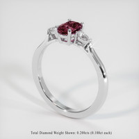 1.00 Ct. Reddish Pink Sapphire Ring, 14K White Gold 2