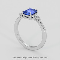 2.08 Ct. Blue Sapphire Ring, 18K White Gold 2