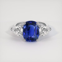 3.02 Ct. Blue Sapphire Ring, 18K White Gold 1