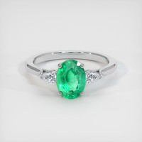 1.34 Ct. Emerald Ring, 18K White Gold 1