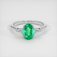 1.10 Ct. Emerald Ring, 18K White Gold 1