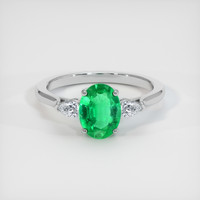 0.99 Ct. Emerald Ring, 18K White Gold 1