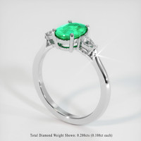 0.94 Ct. Emerald Ring, 18K White Gold 2