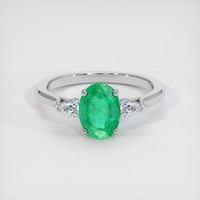 1.05 Ct. Emerald Ring, 18K White Gold 1