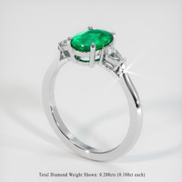 1.05 Ct. Emerald Ring, 18K White Gold 2