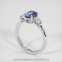 1.60 Ct. Blue Sapphire Ring, 18K White Gold 2