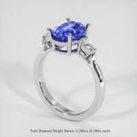 3.20 Ct. Blue Sapphire Ring, 18K White Gold 2