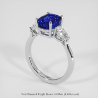 4.28 Ct. Blue Sapphire Ring, 18K White Gold 2