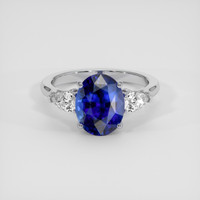 3.57 Ct. Blue Sapphire Ring, 18K White Gold 1
