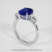 3.57 Ct. Blue Sapphire Ring, 18K White Gold 2