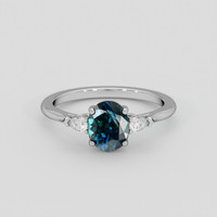 2.20 Ct. Greenish Blue Sapphire Ring, 18K White Gold 1