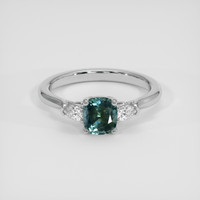 1.15 Ct. Greenish Blue Sapphire Ring, 18K White Gold 1
