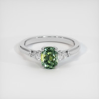 1.19 Ct. Green Sapphire Ring, 18K White Gold 1