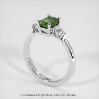 1.19 Ct. Green Sapphire Ring, 18K White Gold 2