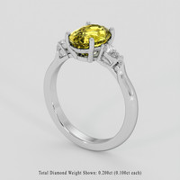 2.57 Ct. Greenish Yellow Sapphire Ring, 18K White Gold 2