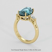 4.70 Ct. Bluish Green Aquamarine Ring, 10K Yellow Gold 2