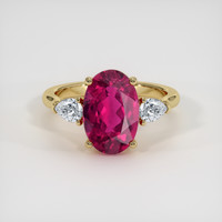 3.20 Ct. Pinkish Red Rubellite Tourmaline Ring, 10K Yellow Gold 1