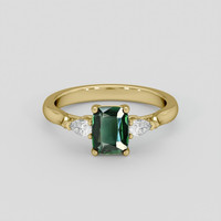 1.05 Ct. Green Sapphire Ring, 10K Yellow Gold 1