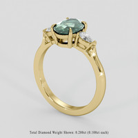 1.63 Ct. Bluish Green Sapphire Ring, 10K Yellow Gold 2