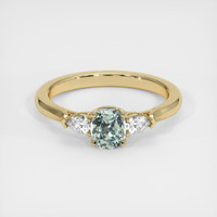 0.73 Ct. Bluish Green Sapphire Ring, 10K Yellow Gold 1