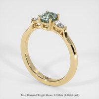 0.73 Ct. Bluish Green Sapphire Ring, 10K Yellow Gold 2