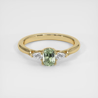 0.90 Ct. Green Sapphire Ring, 10K Yellow Gold 1
