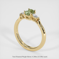 0.90 Ct. Green Sapphire Ring, 10K Yellow Gold 2