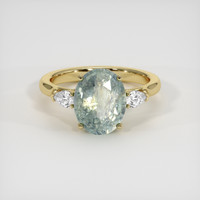 4.70 Ct. Bluish Green Sapphire Ring, 14K Yellow Gold 1