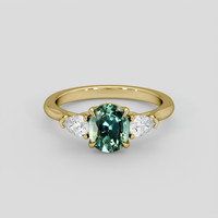 1.18 Ct. Bluish Green Sapphire Ring, 14K Yellow Gold 1