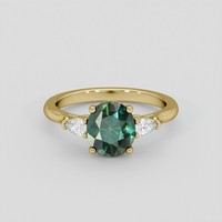 2.16 Ct. Bluish Green Sapphire Ring, 14K Yellow Gold 1