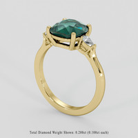 3.03 Ct. Bluish Green Sapphire Ring, 14K Yellow Gold 2