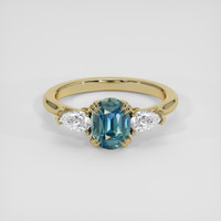 1.19 Ct. Bluish Green Sapphire Ring, 14K Yellow Gold 1