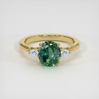 2.58 Ct. Bluish Green Sapphire Ring, 14K Yellow Gold 1