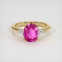 2.49 Ct. Pink Sapphire Ring, 14K Yellow Gold 1