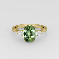 3.03 Ct. Green Sapphire Ring, 14K Yellow Gold 1