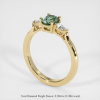 0.80 Ct. Bluish Green Sapphire Ring, 14K Yellow Gold 2