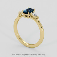 0.89 Ct. Greenish Blue Sapphire Ring, 14K Yellow Gold 2