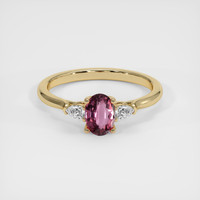 1.00 Ct. Reddish Pink Sapphire Ring, 14K Yellow Gold 1