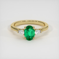 0.80 Ct. Emerald Ring, 18K Yellow Gold 1