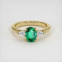 0.76 Ct. Emerald Ring, 18K Yellow Gold 1