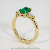 0.76 Ct. Emerald Ring, 18K Yellow Gold 2