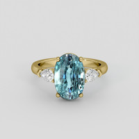 4.70 Ct. Bluish Green Aquamarine Ring, 18K Yellow Gold 1