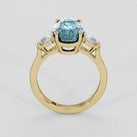 4.70 Ct. Bluish Green Aquamarine Ring, 18K Yellow Gold 3