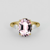 3.86 Ct. Pink Morganite Ring, 18K Yellow Gold 1