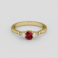 0.70 Ct. Ruby Ring, 18K Yellow Gold 1